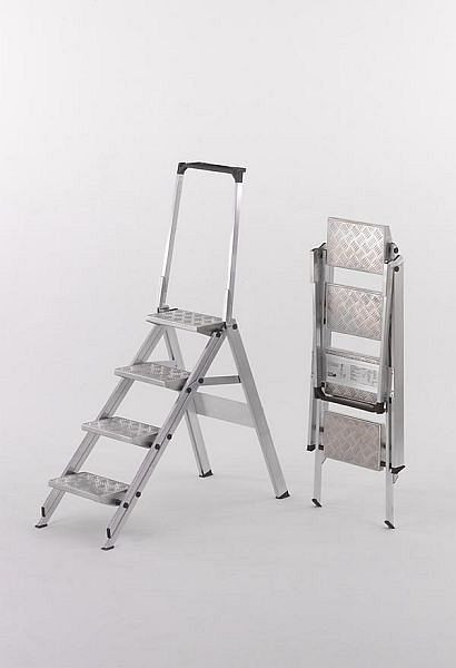Escalier de sécurité WAKÜ Little Jumbo avec barre de sécurité avec marches quintette en aluminium, 420 B