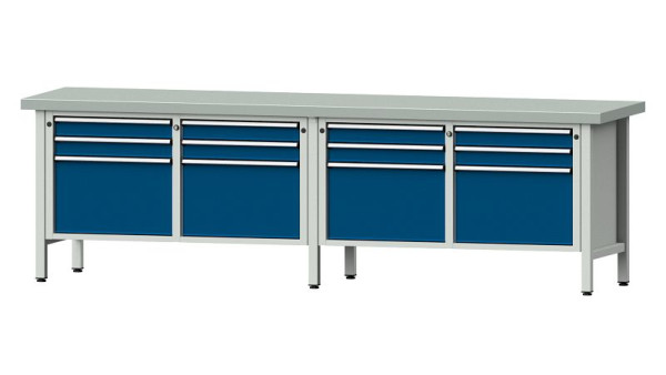 Établis ANKE Établi en caisson, modèle 233 V, 2800 x 700 x 850 mm, RAL 7035/5010, ZBP 50 mm, 305.062