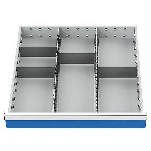 Séparateur de tiroir Bedrunka+Hirth R 24-24 avec séparateur métallique pour façade 200 mm, dimensions en mm (LxP) : 600 x 600, 146BLH200A