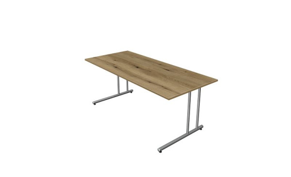 Bureau Kerkmann start-up, L 1800 x P 800 x H 750 mm avec pied en C en aluminium argenté, chêne, 11434155
