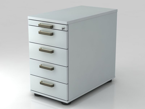 Conteneur sur pied Hammerbacher 80cm, 4 tiroirs, poignée barrette de verrouillage gris, 42,8x72-76x80 cm, 1/3/3/3/3 HE, VSC50/5/5/SG
