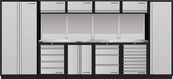 Kraftwerk Mobilio Combinaison 6 personnes, porte battante, armoire haute, acier inoxydable, 3964K-H284S5H-K4IX