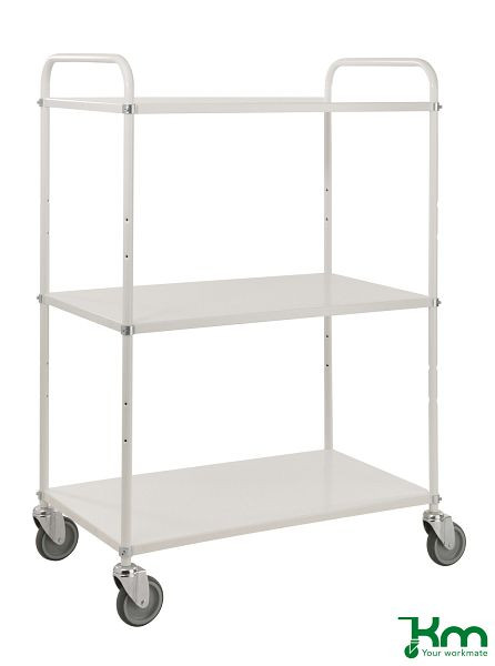 Kongamek Light Shelf Chariot 4 Roulettes Pivotantes 2 Avec Freins Blanc 3 Clayettes KM4123B