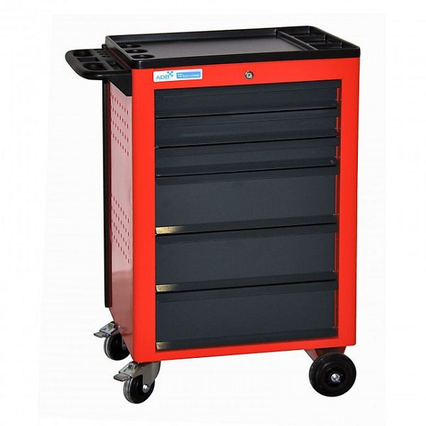 Chariot d'atelier ADB "BASIC", dimensions : 960 x 610 x 450mm (HxLxP), couleur du corps : rouge, RAL 3020, couleur façade : gris, RAL 7016, 21001