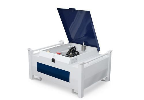 Système mobile de réservoir diesel DENIOS Eco, 200 litres, avec pompe 12/24V et accessoires, 252-574