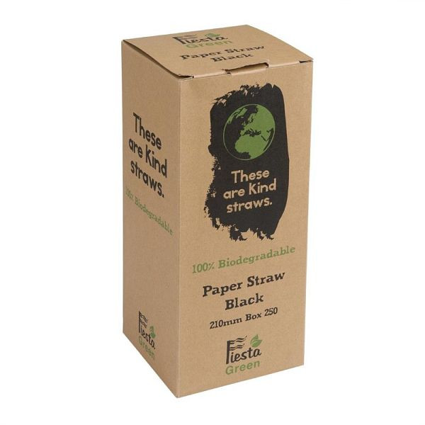 Pailles à boire en papier compostable Fiesta Green noir, UE: 250 pièces, DE926