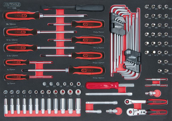 Jeu de clés à douilles KS Tools SCS 1/4", 95 pièces dans un insert système 1/1, 711.1095