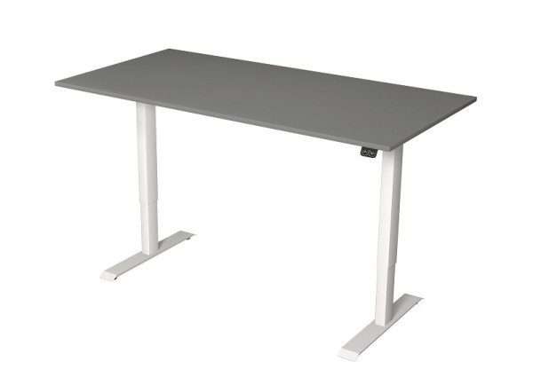 Table assis/debout Kerkmann L 1600 x P 800 mm, réglable en hauteur électriquement de 720 à 1200 mm, graphite, 10360312
