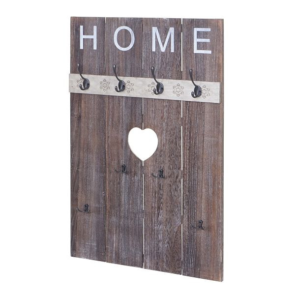 Armoire murale Mendler HWC-C89 Home, panneau d'armoire, look vintage shabby, 8 crochets 91x60cm, marron, shabby, 61914