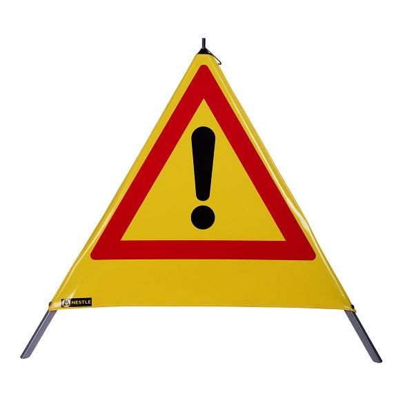 Pyramide d'avertissement NESTLE 90cm WAPY 90G, cadre lourd avec mécanisme à ressort, film jaune, point d'exclamation VZ101, 19005001