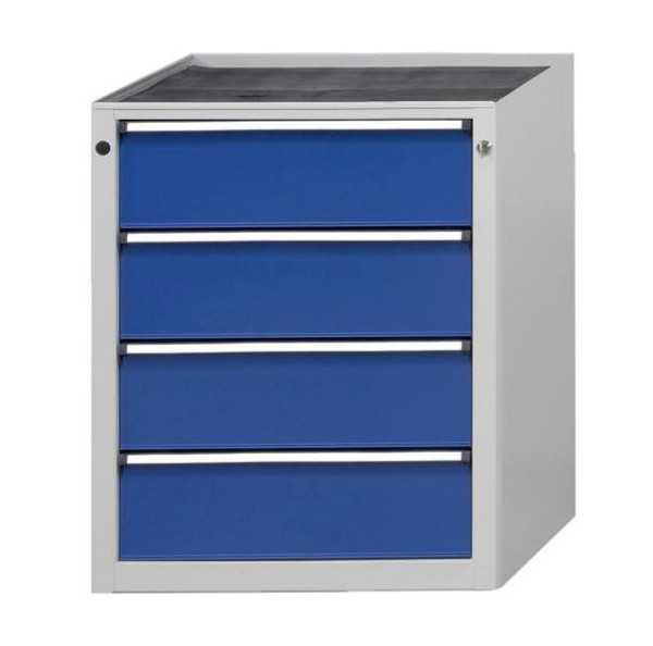 Armoire latérale ANKE; 660 x 615 mm; RAL 7035/5010; Baignoire avec tapis antidérapant; 4 x tiroir 180 mm