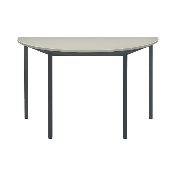 Table polyvalente Bisley MULTI Desking, demi-ronde 19 mm, décor G gris, structure gris anthracite, H 740 x L 1200 x P 600 mm, MTH1206G334