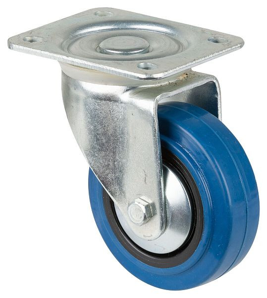 Rouleau de transport BS rollers, largeur de roue 32 mm, roue Ø 100 mm, capacité de charge 200 kg, pneus élastiques bleus, corps de roue en plastique, roulement à rouleaux, LS500.B61.101
