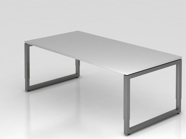 Bureau Hammerbacher O-foot carré 200x100cm gris/graph, forme rectangulaire avec plateau flottant, VRS2E/5/G
