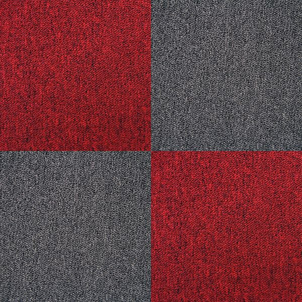 Dalles de moquette Monster 50 x 50 cm rouge fièvre & noir anthracite 10 m², 26782