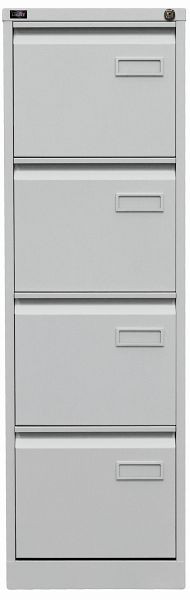 Classeur suspendu Bisley LIGHT, rail simple 4 tiroirs HR, gris clair, IPCCA14645