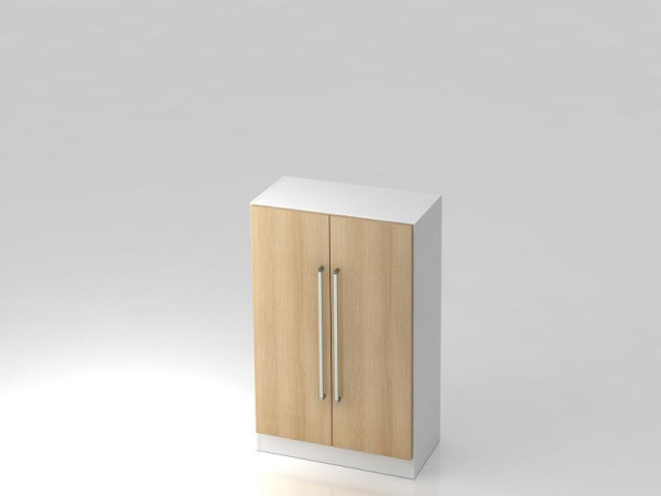 Armoire Hammerbacher 3OH avec panneau de base poignée chromée blanc/chêne, 80x42x127 cm (LxPxH), V7550/W/E/CE