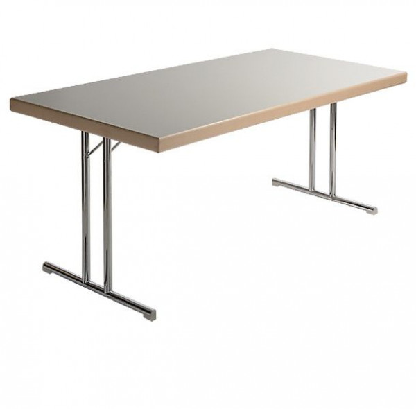 Meuble d'assise Kaiser, modèle de table pliante KT620, 160x80cm, environ 74cm de haut, couleur : blanc, forme de pied en T, bords : forme 15, UE : 4 pièces, KT620-15DB-160x80SLPW