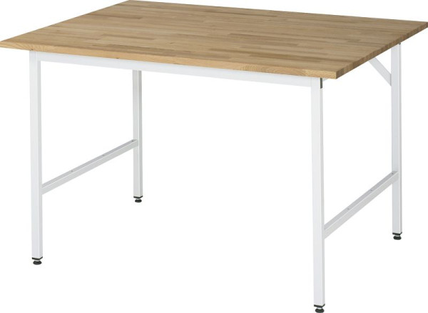 Table de travail RAU série Jerry (3030) - plateau en hêtre massif réglable en hauteur, 1250x800-850x1000 mm, 06-500B10-12.12