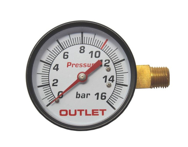 Manomètre AEROTEC 16 bar 63 mm - 1/4 pouce ET droit, 9052069