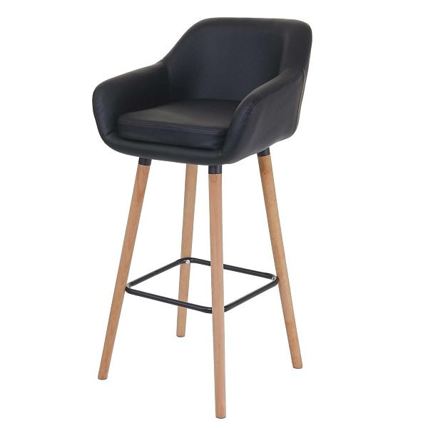 Tabouret de bar Mendler Malmö T381, tabouret de bar, simili cuir, noir, 74319