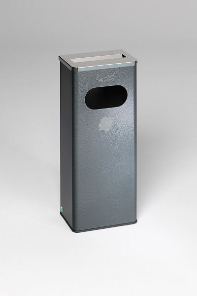 VAR cendrier / poubelle 32 litres, couvercle en acier inoxydable, poli, argent antique, structuré, 28730