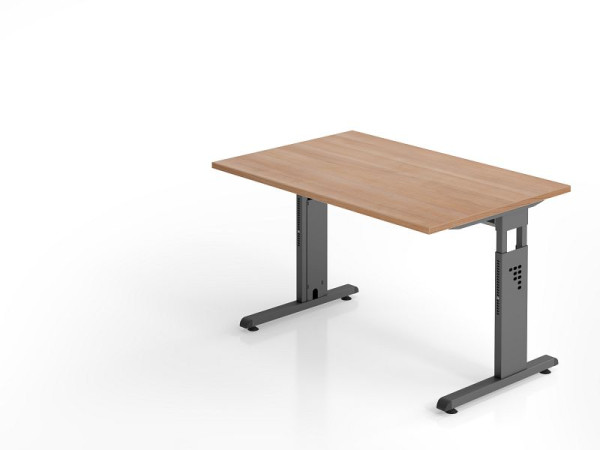 Bureau Hammerbacher OS12, 120 x 80 cm, plateau : noyer, épaisseur 25 mm, chant ABS 2 mm, forme rectangulaire, VOS12/N/G
