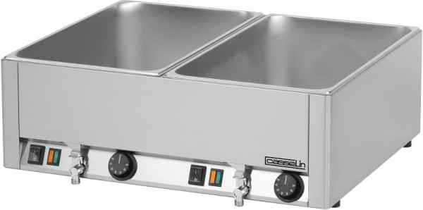 Casselin Bain-Marie 2 x GN1/1 -150 avec 2 robinets de vidange, CBMDV