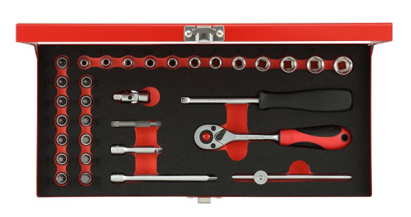 Jeu de clés à douilles rouges GEDORE 1/4 SW4-13mm 32 pièces, 3300001