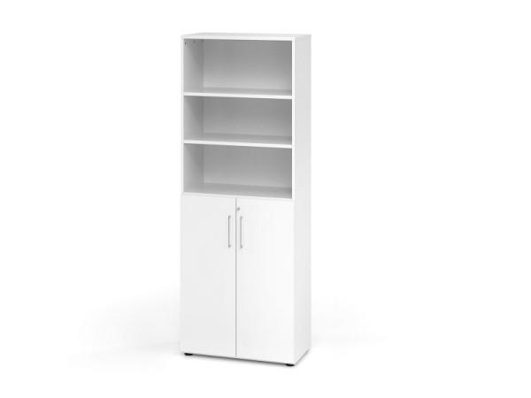 Armoire combinée Hammerbacher 6OH avec portes 3OH 968T3, corps : blanc / façade : blanc, 80 x 42 x 215,4 cm (LxPxH), V968T3/W/W/BS