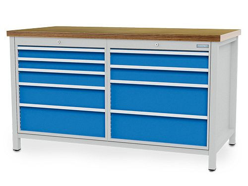 Établi à caissons Bedrunka+Hirth largeur 1500 mm, R24-24, 9 x tiroirs, dimensions en mm (LxPxH) : 1500 x 750 x 959, 03.15.55V9A