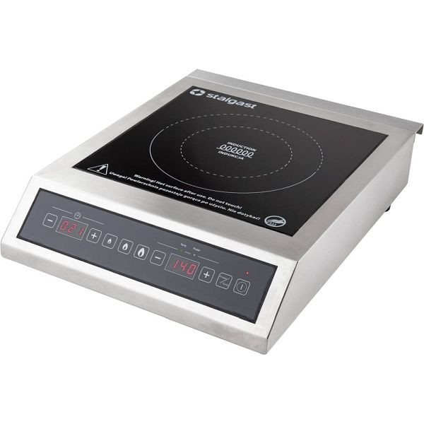Cuisinière à induction Stalgast 3,5 kW, 230 volts, dimensions 330 x 425 x 100 mm (LxPxH), commande numérique, KE2901035