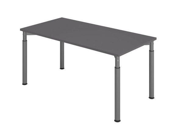 Bureau Hammerbacher YS16, 160 x 80 cm, plateau : graphite, épaisseur 25 mm, chant épais en ABS, forme rectangulaire, graphite VYS16/G/G