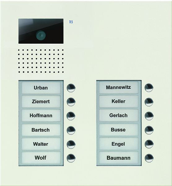 Station extérieure vidéo TCS série AVU avec 12 boutons de sonnerie (alignés à droite), 2 colonnes, UP blanc, AVU15120-0019