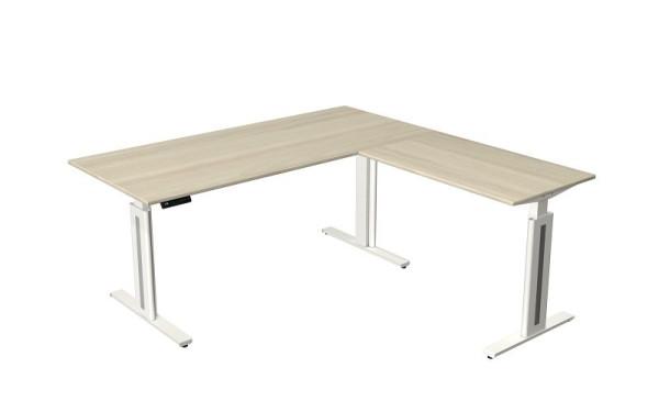 Kerkmann Move 3 Fresh table assis/debout, L 1800 x P 800 mm, avec élément complémentaire 1000 x 600 mm, réglable en hauteur électriquement de 720 à 1200 mm, érable, 10186250