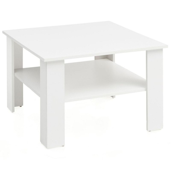 Table basse Wohnling blanc 60x42x60 cm design avec étagère, WL5.834