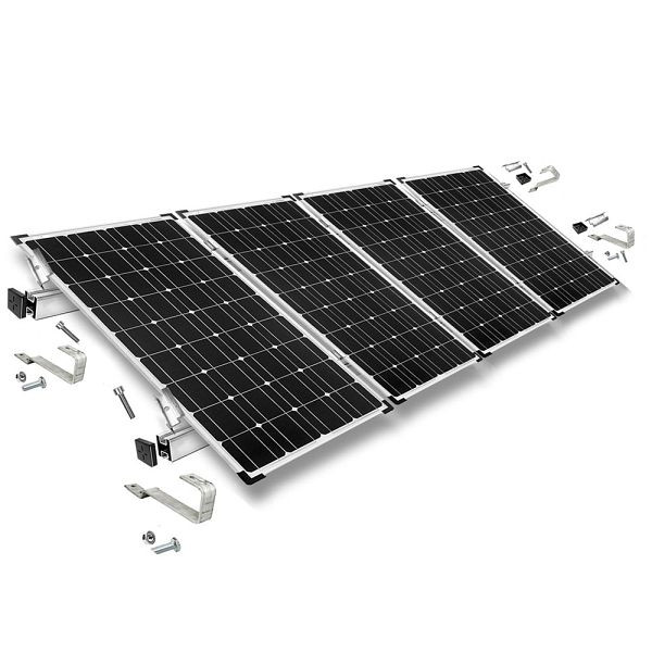 Kit de fixation Offgridtec avec crochet de toit à queue lisse pour installation sur toit en pente 4 panneaux solaires hauteur de cadre 35 mm, 8-01-013770-008