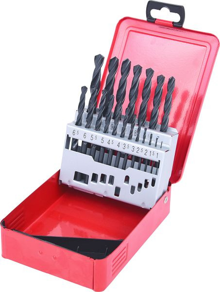 KS Tools Jeu de forets hélicoïdaux HSS-R, cassette en tôle d'acier, 19 pièces, 1-10 mm, 330.1610