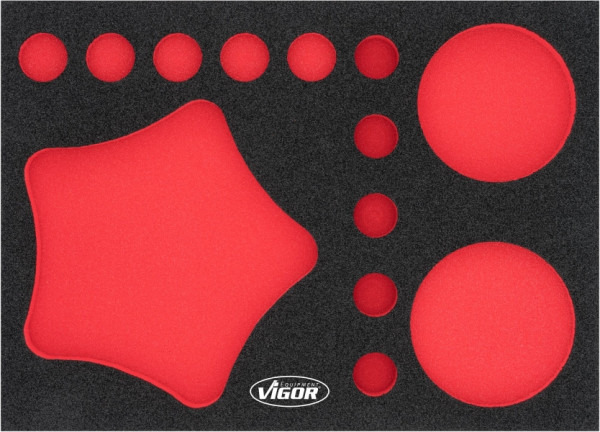 Inserts en mousse souple bi-composant VIGOR, dimensions insert / taille tiroir : M (282 x 393 x 35 mm), utilisation : V7270, V7270-L