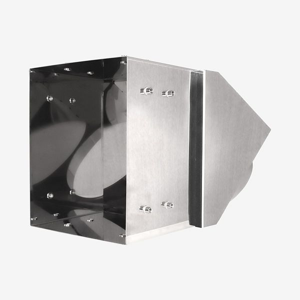 Caisson de goulotte HKW avec sortie d'angle à 45°, acier inoxydable Ø 250 mm, carré, 708275-25