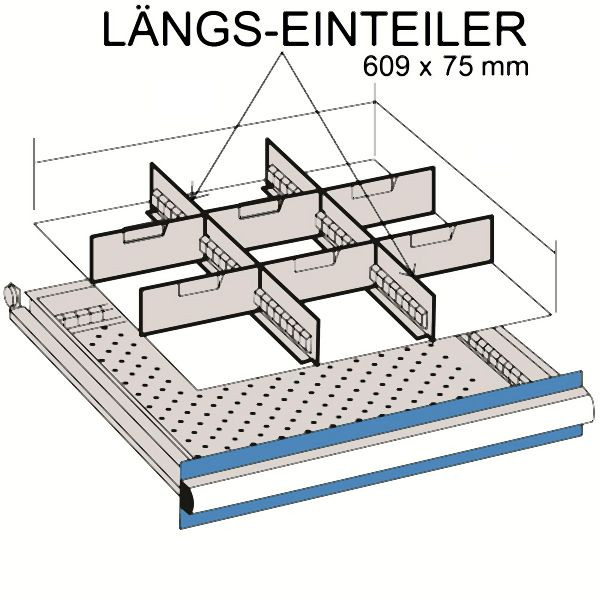 Séparateur longitudinal Metra pour 609 x 75 mm, 10418