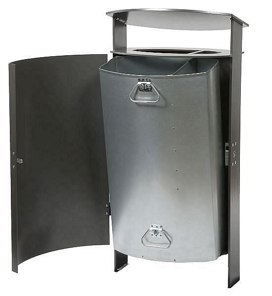 Poubelle sur pied Renner environ 70 L, avec cendrier, à encastrer dans le béton, galvanisée à chaud et revêtement par poudre, bleu cobalt, 7092-30PB 5013