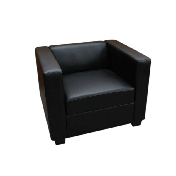 Fauteuil Mendler chaise longue Lille, cuir, noir, 17629+17630