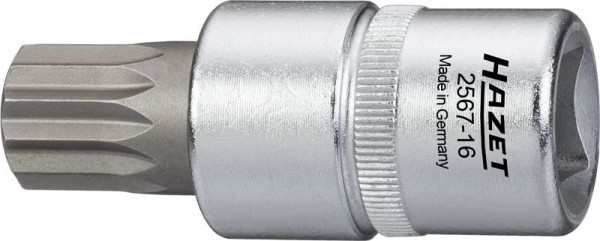 Douille tournevis Hazet Öldienst, carré creux 12,5 mm (1/2 pouce), profil interne multident XZN avec goupille, M16, 2567-16