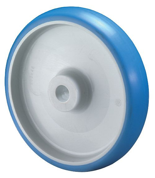 Roulettes BS roue en polyuréthane, largeur de roue 28 mm, roue Ø 80 mm, capacité de charge 70 kg, bande de roulement polyuréthane bleu, palier lisse, lot de 8, B32.080