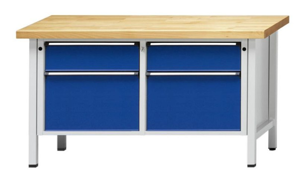 Établi d'armoire ANKE; 1500x700 mm; RAL 7035/5010; Gauche 2 tiroirs 180, 360 mm; A droite 2 tiroirs 180, 360 mm