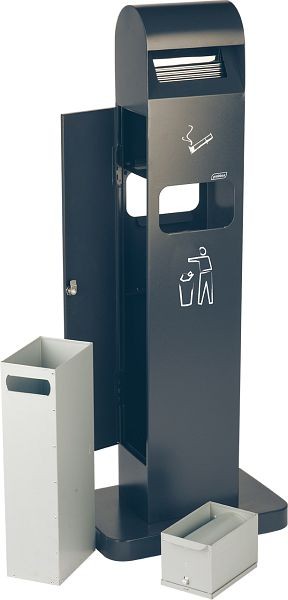 Cendrier Orgavente avec poubelle, HxLxP 1040x400x260 mm, 2/8 litre, AT-0262-DGRY