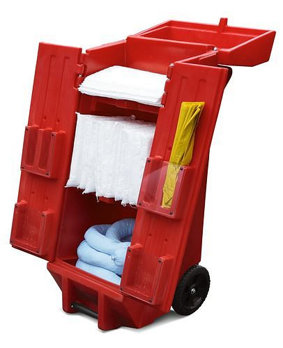 Kit d'urgence DENSORB sur chariot rouge, version &quot;Oil&quot;, capacité 110 litres, 208-197