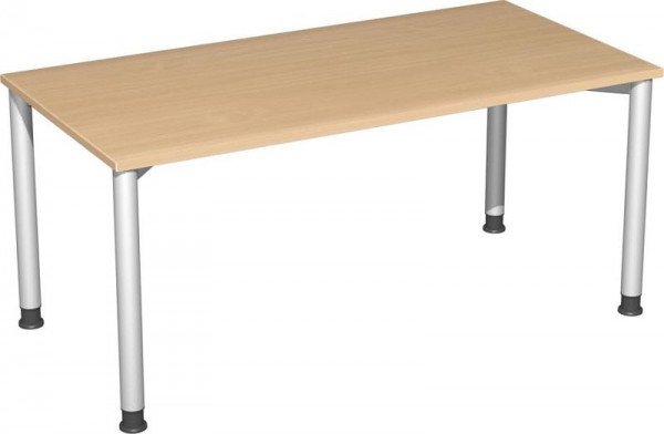 Bureau geramöbel réglable en hauteur, 1600x800x680-800, hêtre/argent, S-555103-BS