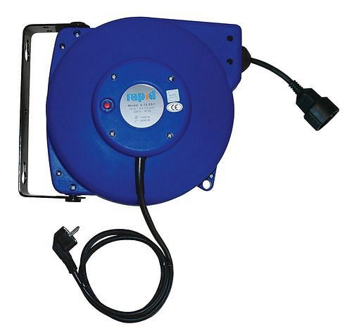 Enrouleur de câble DENIOS pour 230 V, longueur de câble 15 m, 148-329